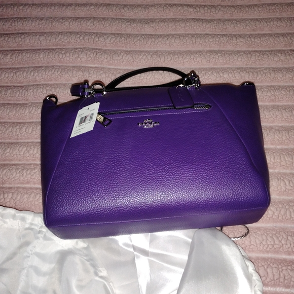 Coach Handbags - Coach Vibrant Purple Leather Satchel